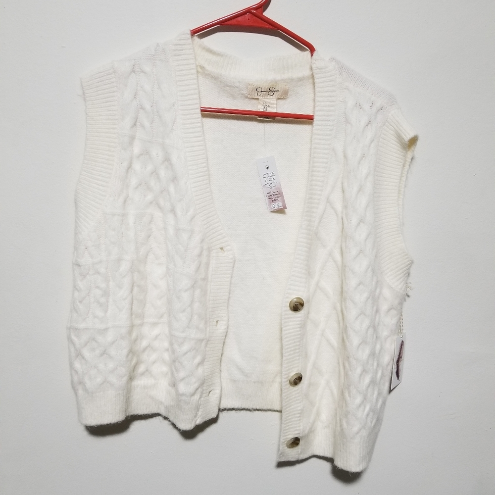 NWT Soft Button Down Vest Womens Cardigan White Vests With Buttons for Women L